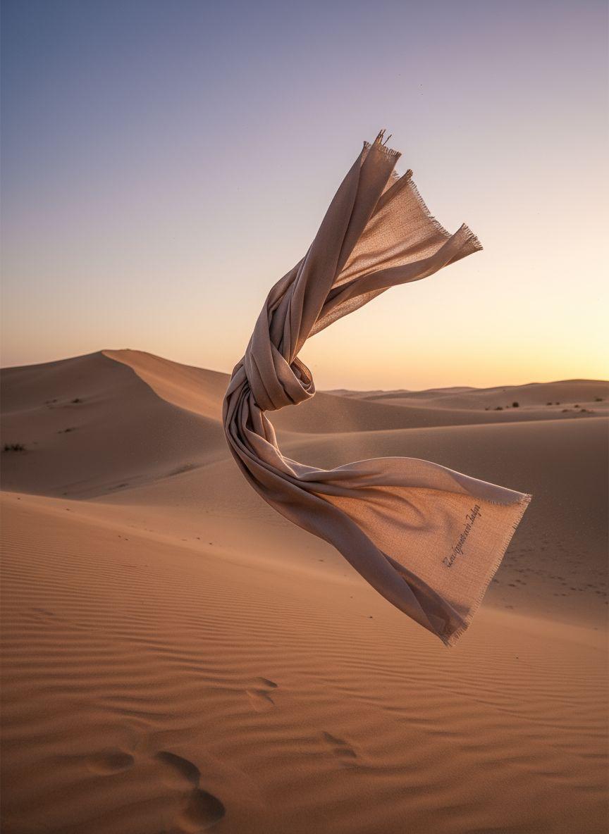 Chaleur - Luxury scarf flowing in desert sunset